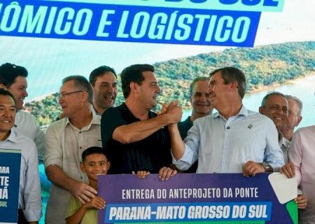 Encontro entre governadores marca entrega de anteprojeto de ponte entre MS e Paraná