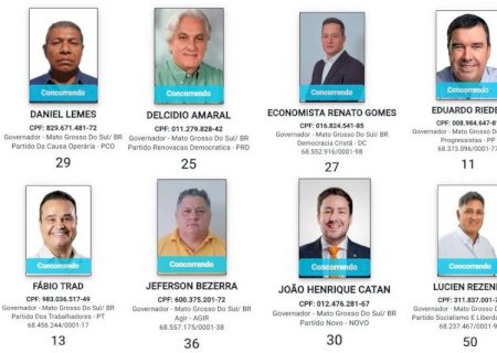 Saiba quem são os oito candidatos ao Governo de Mato Grosso do Sul
